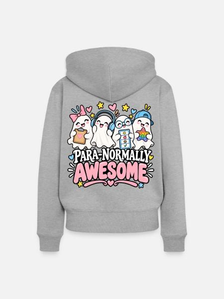 Para-Normally Awesome Geistercrew - Frauen Premium Bio Zip Hoodie - Grau meliert