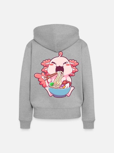 Axolotl Ramen - Frauen Premium Bio Zip Hoodie - Grau meliert