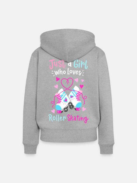 Roller Skating Spruch - Frauen Premium Bio Zip Hoodie - Grau meliert