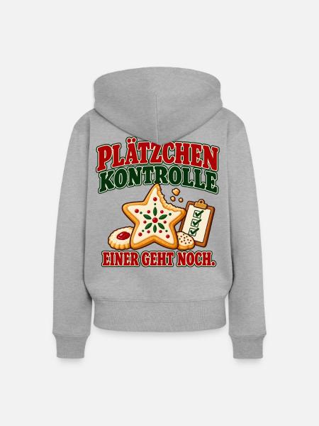 Plätzchenkontrolle Einer geht noch - Frauen Premium Bio Zip Hoodie - Grau meliert