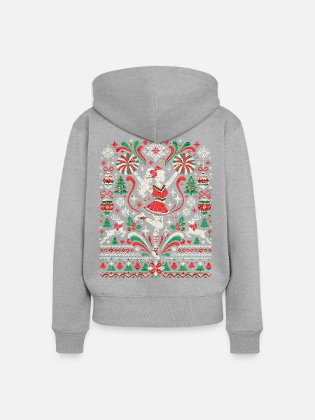 Tanzpaar Weihnachtsstrick Muster - Frauen Premium Bio Zip Hoodie - Grau meliert
