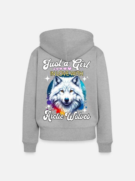 Polarwolf Mädchen Arctic Wolf - Frauen Premium Bio Zip Hoodie - Grau meliert