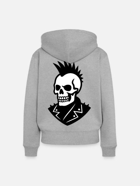 Skull Punk - Frauen Premium Bio Zip Hoodie - Grau meliert
