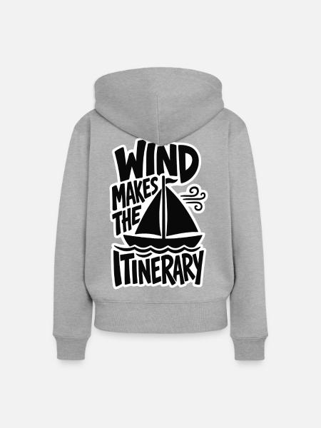 Segeln – Wind Makes the Itinerary - Frauen Premium Bio Zip Hoodie - Grau meliert