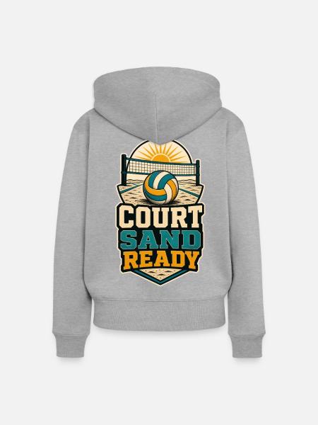 COURT SAND READY - Frauen Premium Bio Zip Hoodie - Grau meliert