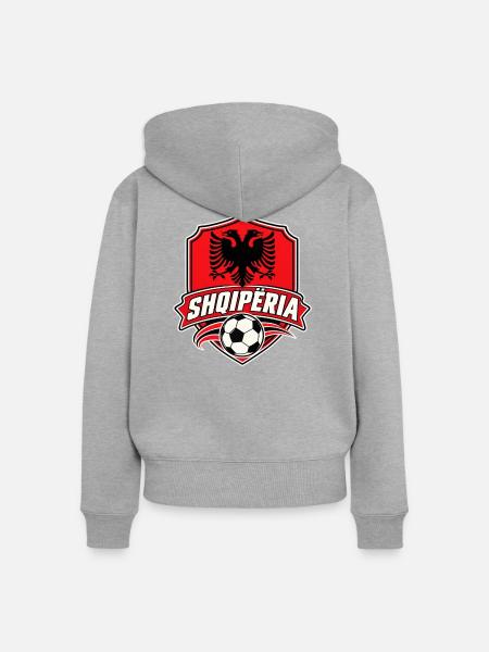 Albanien Fußball - Frauen Premium Bio Zip Hoodie - Grau meliert
