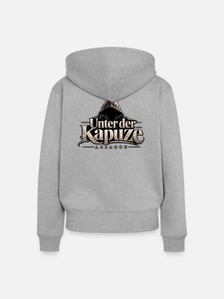 Unter der Kapuze – ABBADON - Frauen Premium Bio Zip Hoodie - Grau meliert