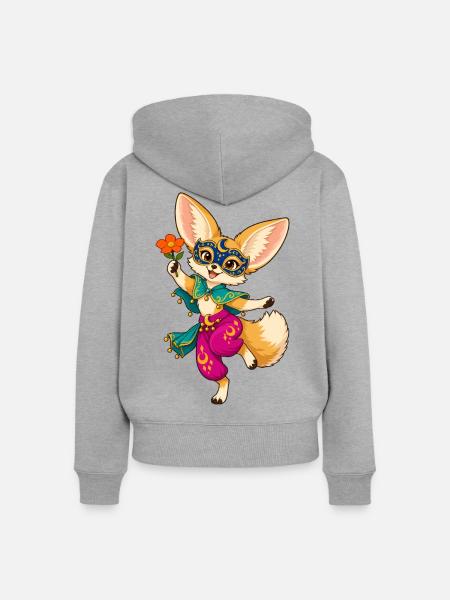 Fuchs Maskenball Karneval - Frauen Premium Bio Zip Hoodie - Grau meliert