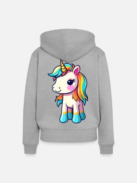 Einhorn-Pride-Design | Einhorn | Regenbogen - Frauen Premium Bio Zip Hoodie - Grau meliert
