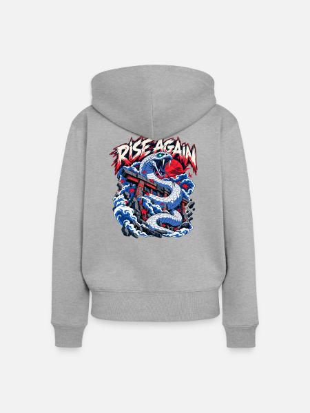 Rise Again Drachengeist Torii - Frauen Premium Bio Zip Hoodie - Grau meliert