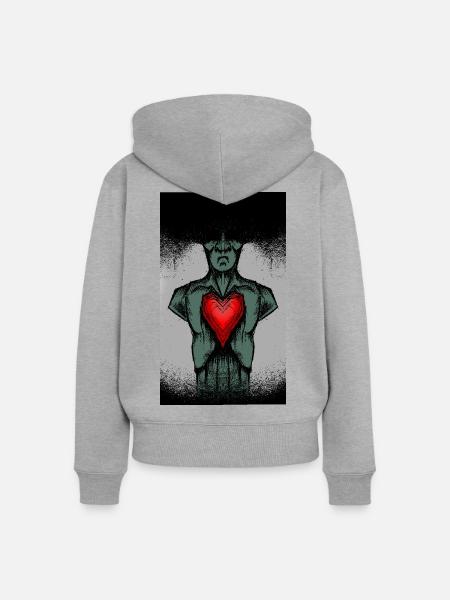 Undead but in Love - Frauen Premium Bio Zip Hoodie - Grau meliert