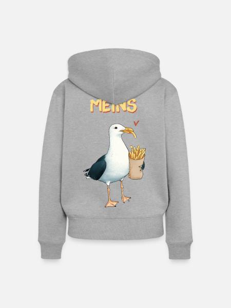 Meins - Frauen Premium Bio Zip Hoodie - Grau meliert