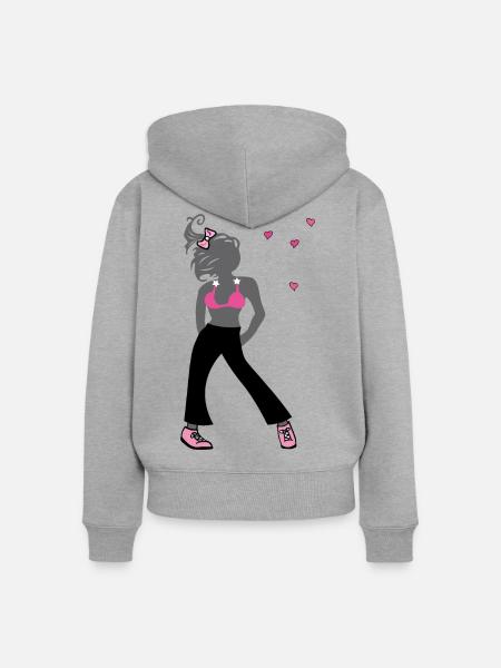 Junges Mädchen - Frauen Premium Bio Zip Hoodie - Grau meliert