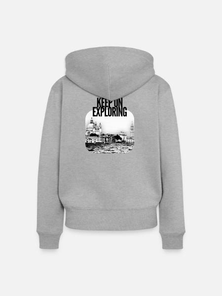 Exploring Venezia Stadtbild - Frauen Premium Bio Zip Hoodie - Grau meliert