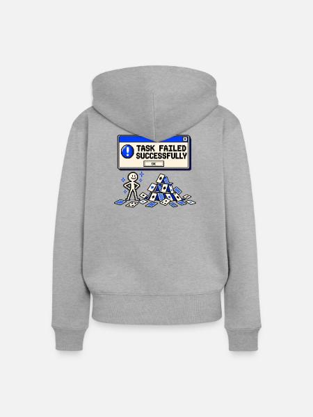 Aufgabe erfolgreich fehlgeschlagen - Frauen Premium Bio Zip Hoodie - Grau meliert