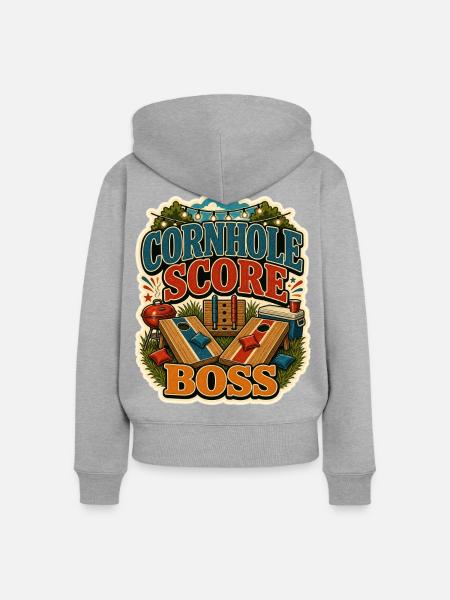 CORNHOLE SCORE - Frauen Premium Bio Zip Hoodie - Grau meliert