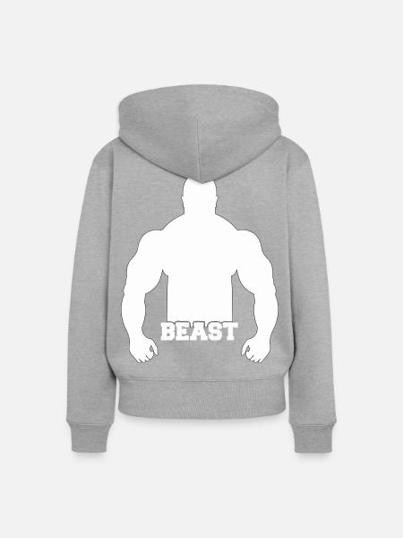 Beast Kraftsilhouette Druck - Frauen Premium Bio Zip Hoodie - Grau meliert