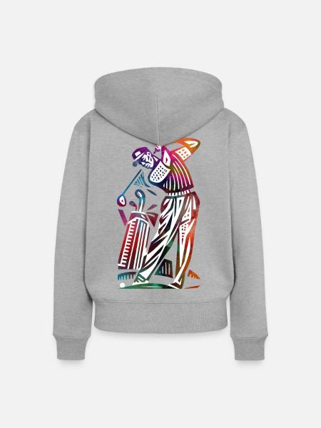 Farbenfrohe Golfer-Abstraktion - Frauen Premium Bio Zip Hoodie - Grau meliert