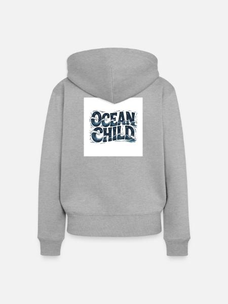 Ocean Child Wellenkunst - Frauen Premium Bio Zip Hoodie - Grau meliert