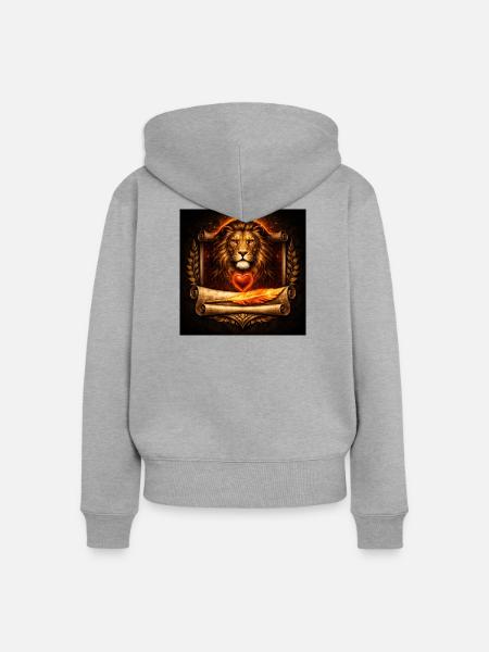 Löwenherz & Phönixfeder - Frauen Premium Bio Zip Hoodie - Grau meliert
