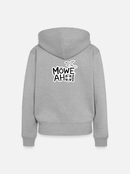 Möwe Ahoy Nautik Sticker - Frauen Premium Bio Zip Hoodie - Grau meliert