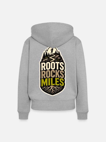 ROOTS ROCKS MILES - Frauen Premium Bio Zip Hoodie - Grau meliert