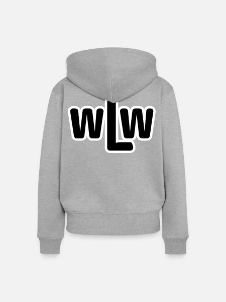Wlw Outline Logo Stil - Frauen Premium Bio Zip Hoodie - Grau meliert