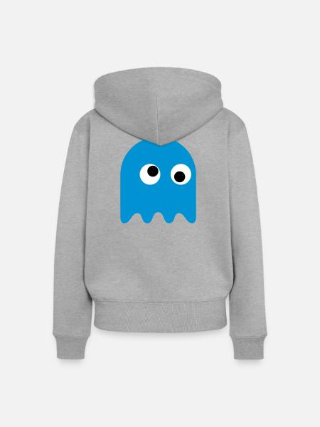 Game Classics Ghost - Frauen Premium Bio Zip Hoodie - Grau meliert