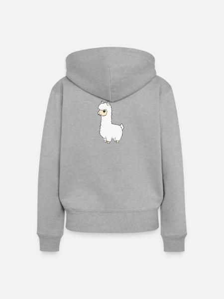 Lama - Frauen Premium Bio Zip Hoodie - Grau meliert