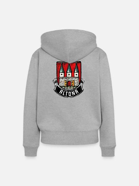 Hamburg Altona Wappen Flagge - Frauen Premium Bio Zip Hoodie - Grau meliert