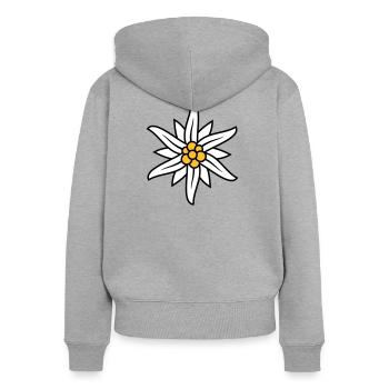 Edelweiss Bergblume Logo - Frauen Premium Bio Zip Hoodie - Grau meliert - Hinten - Selfina (174cm)