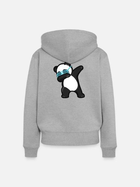 Dabbing Panda Pandabär - Frauen Premium Bio Zip Hoodie - Grau meliert