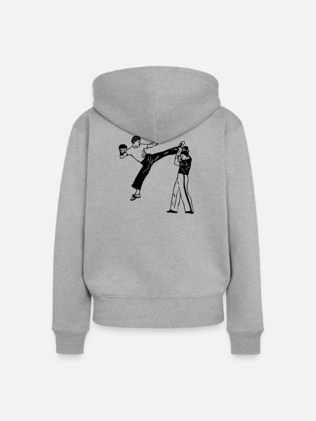 Kickboxen savate - Frauen Premium Bio Zip Hoodie - Grau meliert