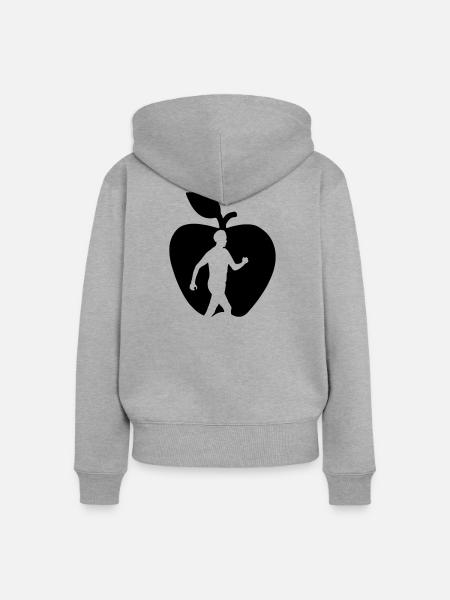 Gesunder Obstwanderer im Apfelausschnitt - Frauen Premium Bio Zip Hoodie - Grau meliert