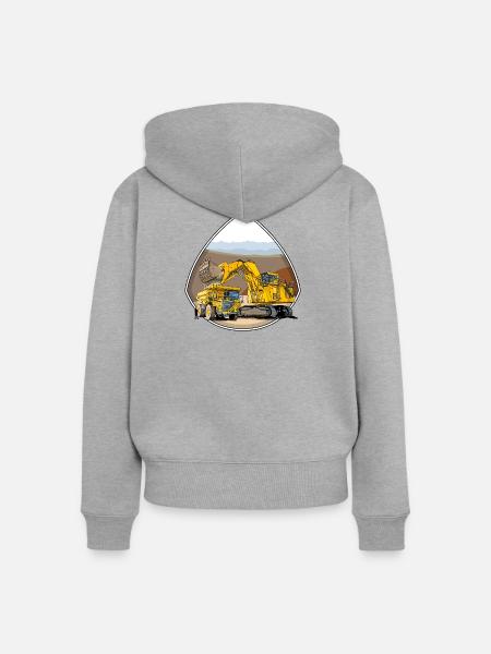 Monster Maschinen - Frauen Premium Bio Zip Hoodie - Grau meliert