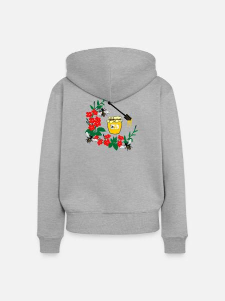 Blumenkranz mit Honig - Frauen Premium Bio Zip Hoodie - Grau meliert