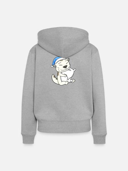 Katze Katzenrasse Devon Rex - Frauen Premium Bio Zip Hoodie - Grau meliert