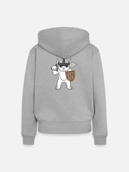 Wikinger Bär - Frauen Premium Bio Zip Hoodie - Grau meliert