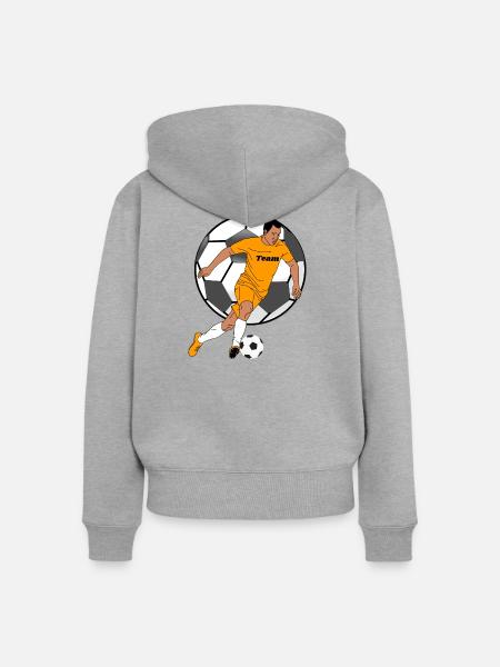Teamgeist im Orangentrikot - Frauen Premium Bio Zip Hoodie - Grau meliert