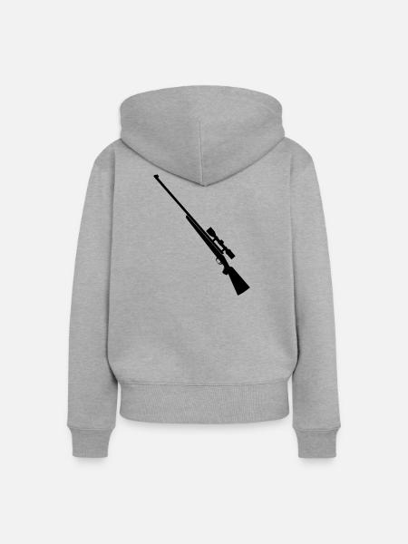 Schrotflinte Scharfschützengewehr - Frauen Premium Bio Zip Hoodie - Grau meliert