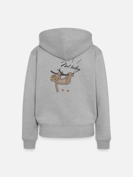 not today Faultier - Frauen Premium Bio Zip Hoodie - Grau meliert