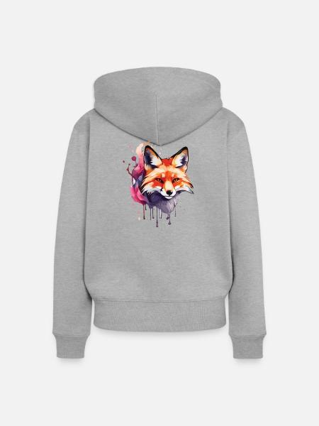 Niedlicher Fuchs - Frauen Premium Bio Zip Hoodie - Grau meliert