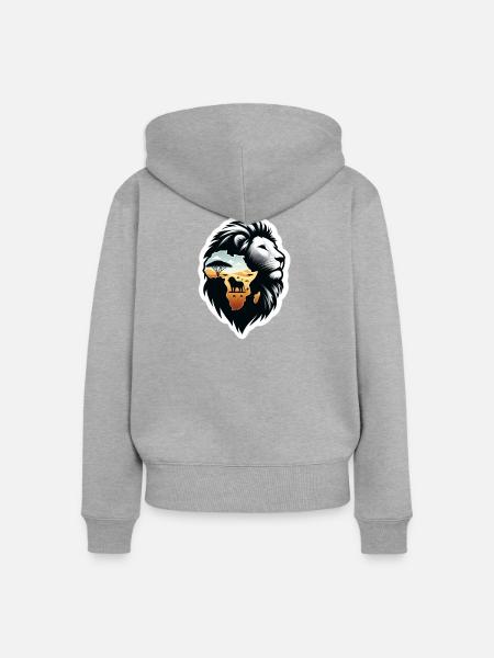 Afrika Löwenstark - Frauen Premium Bio Zip Hoodie - Grau meliert