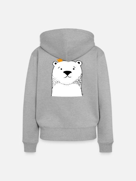 Theodore Eisbär - Frauen Premium Bio Zip Hoodie - Grau meliert