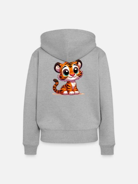 Tiger - Frauen Premium Bio Zip Hoodie - Grau meliert