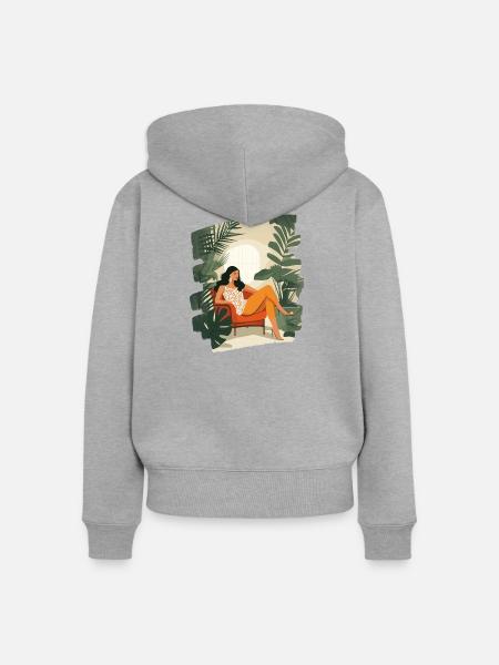 Relax Meditation Selfcare Me-Time - Frauen Premium Bio Zip Hoodie - Grau meliert