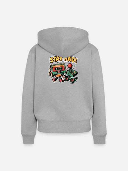 Stay Rad – Retro-Vibes - Frauen Premium Bio Zip Hoodie - Grau meliert