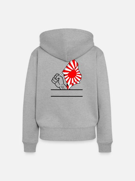 Faust mit aufgehender Sonne Flagge 2 - Frauen Premium Bio Zip Hoodie - Grau meliert
