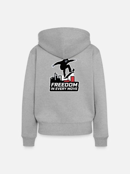Skateboarder Freiheit Urban Design - Frauen Premium Bio Zip Hoodie - Grau meliert