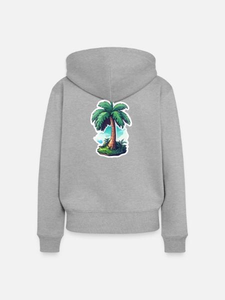 Palme - Frauen Premium Bio Zip Hoodie - Grau meliert